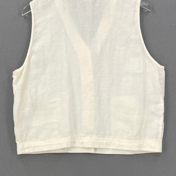 Vintage Jones New York Sport Linen Vest Top Womens Medium Cream Button Front NEW - Picture 12 of 15